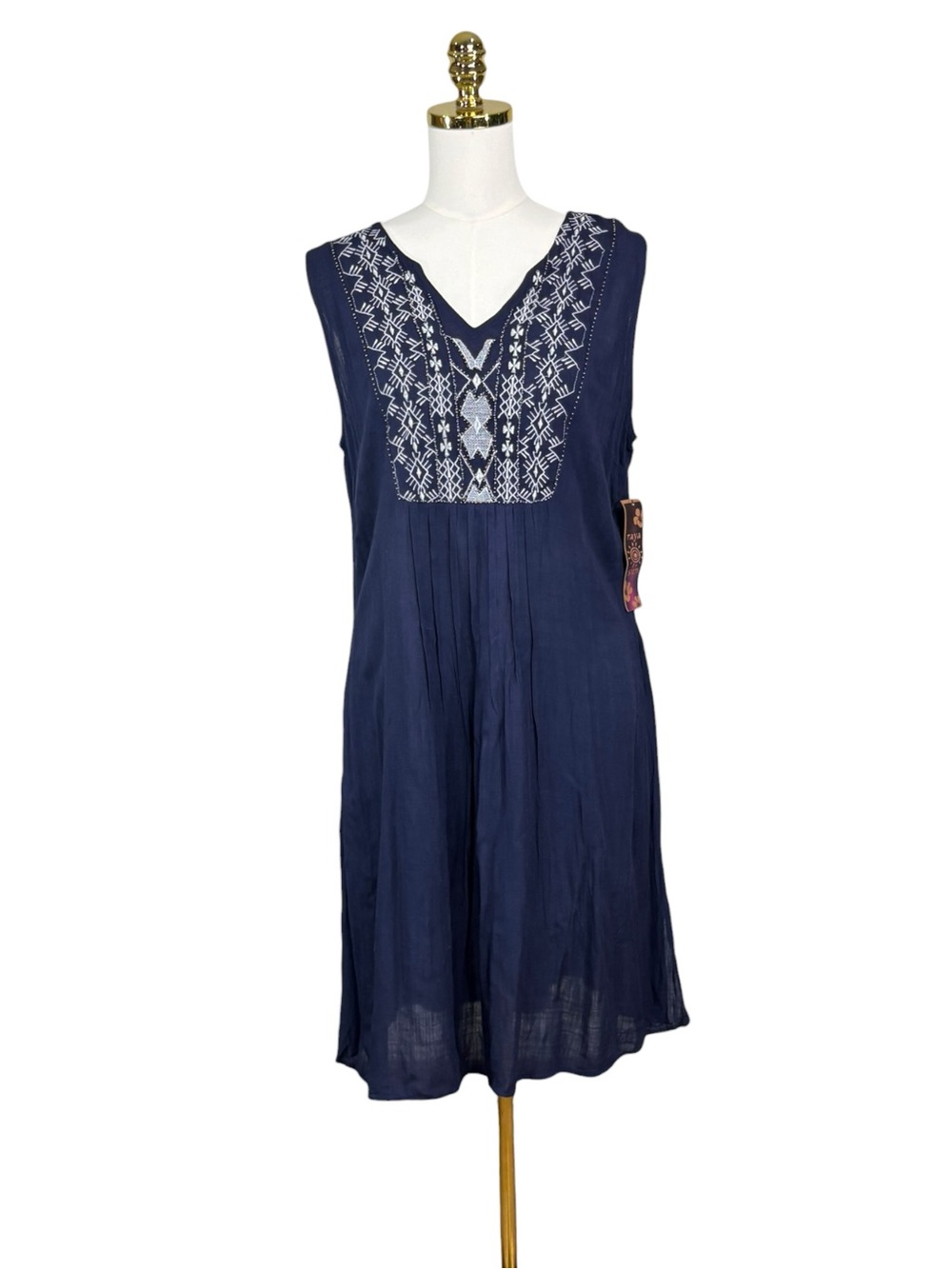 NWT Raya Sun boho sleeveless linen cotton blend dress size L